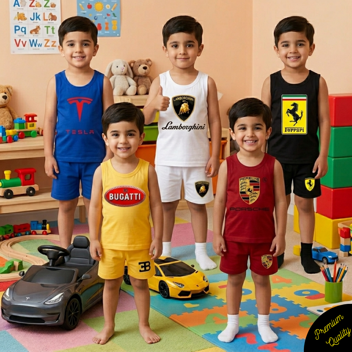 Pack of 5 Premium Sando Suits for Kids
