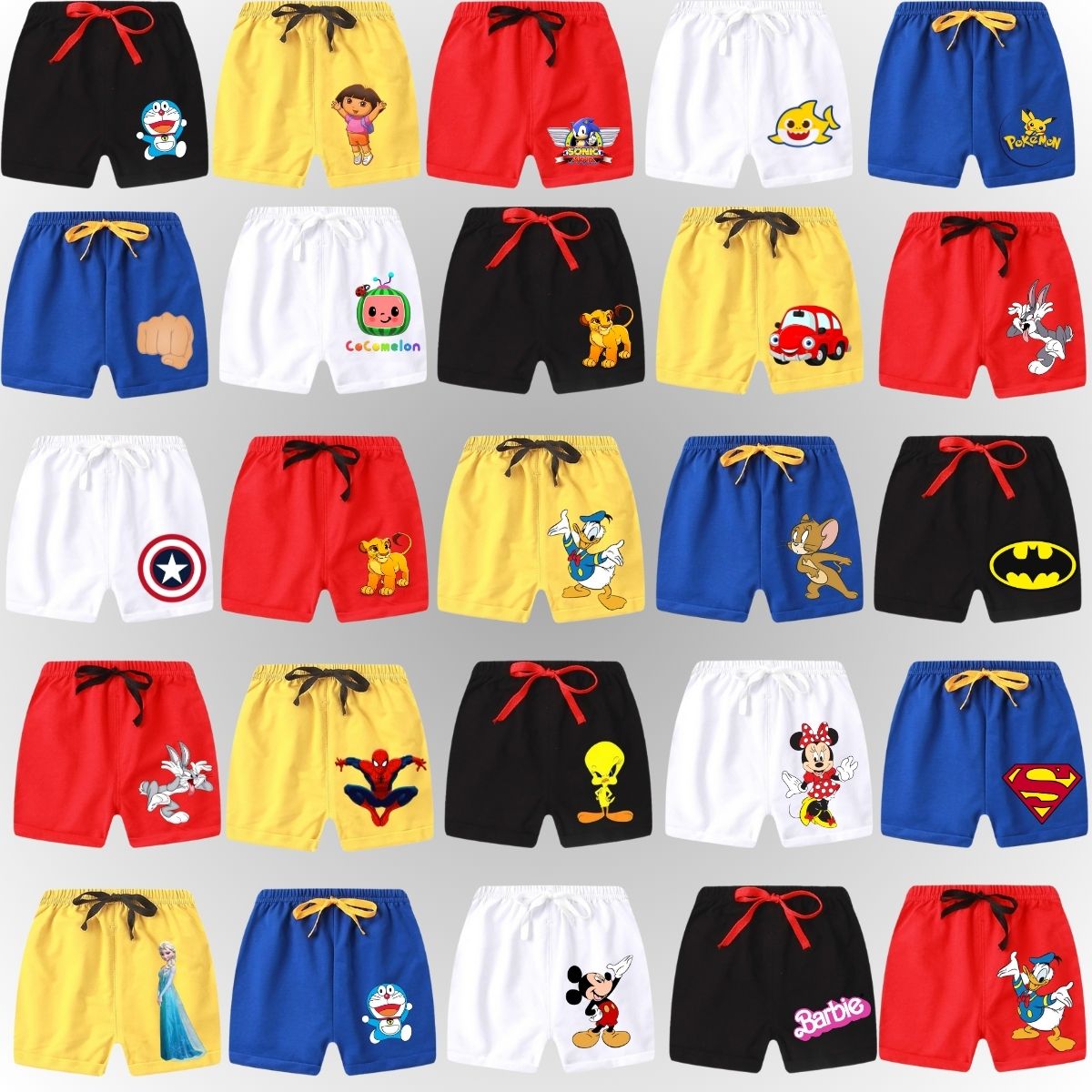 Random Deal Pack of 5 Printed Shorts for Kids