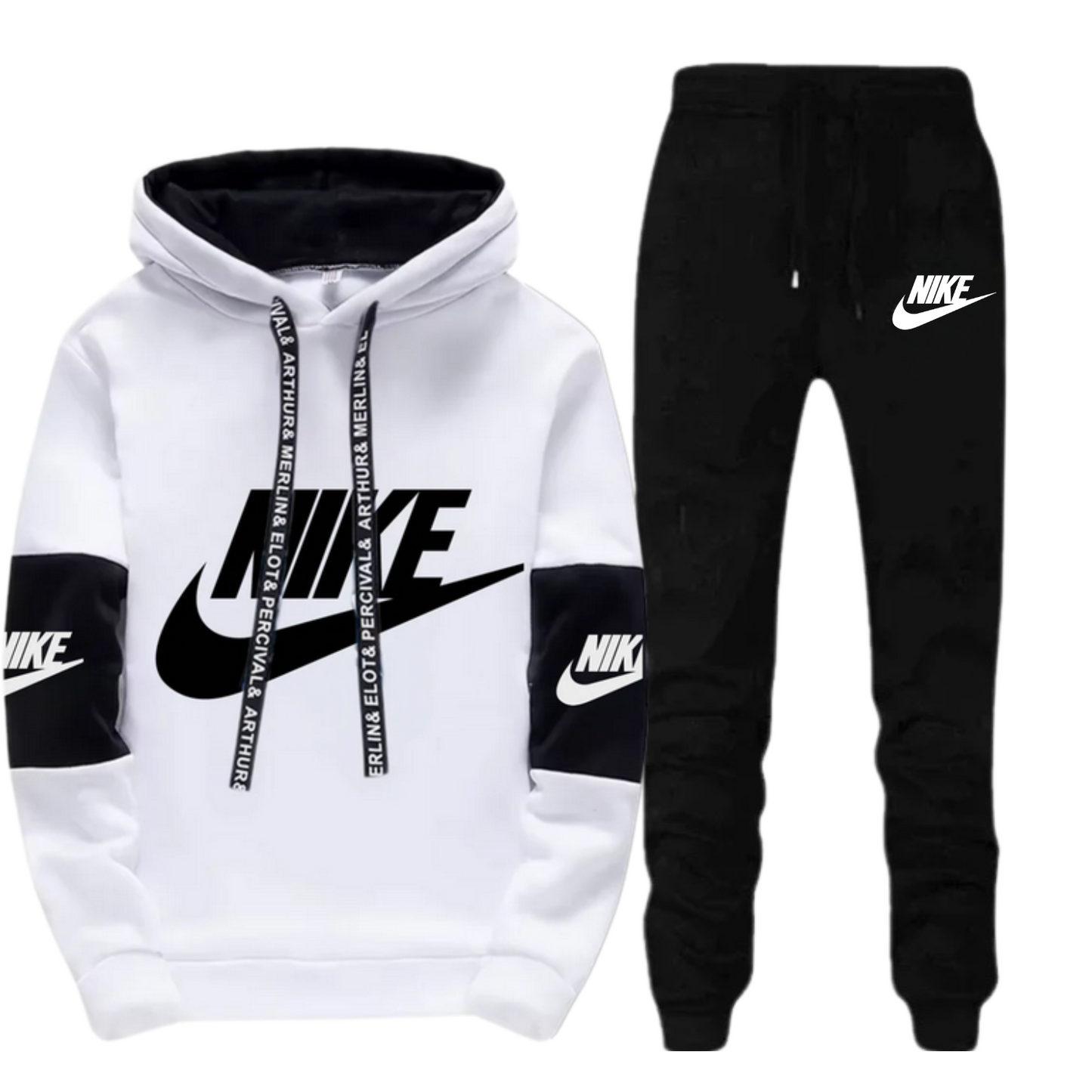 White with Black Panel NIK Tracksuit for Women
