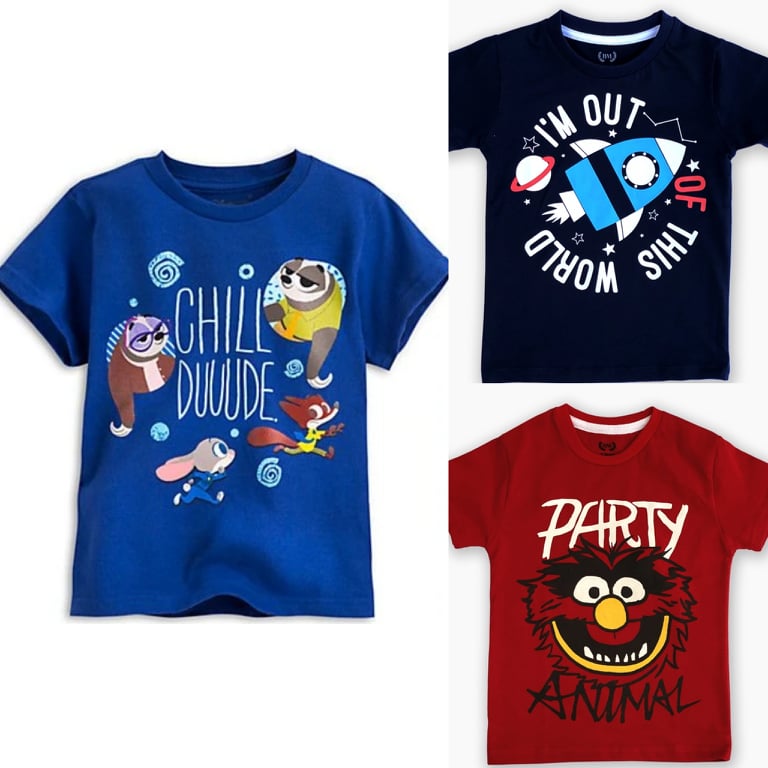 Buy 2 Get 1 Free Printed Half Sleeve Tshirts for Kids