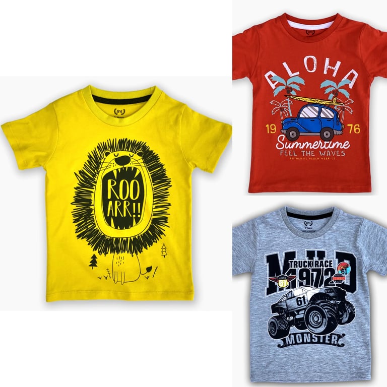 Buy 2 Get 1 Free Printed Half Sleeve Tshirts for Kids