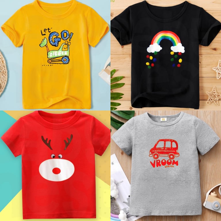 Buy 3 Get 1 Free Printed Half Sleeve Tshirts for Kids