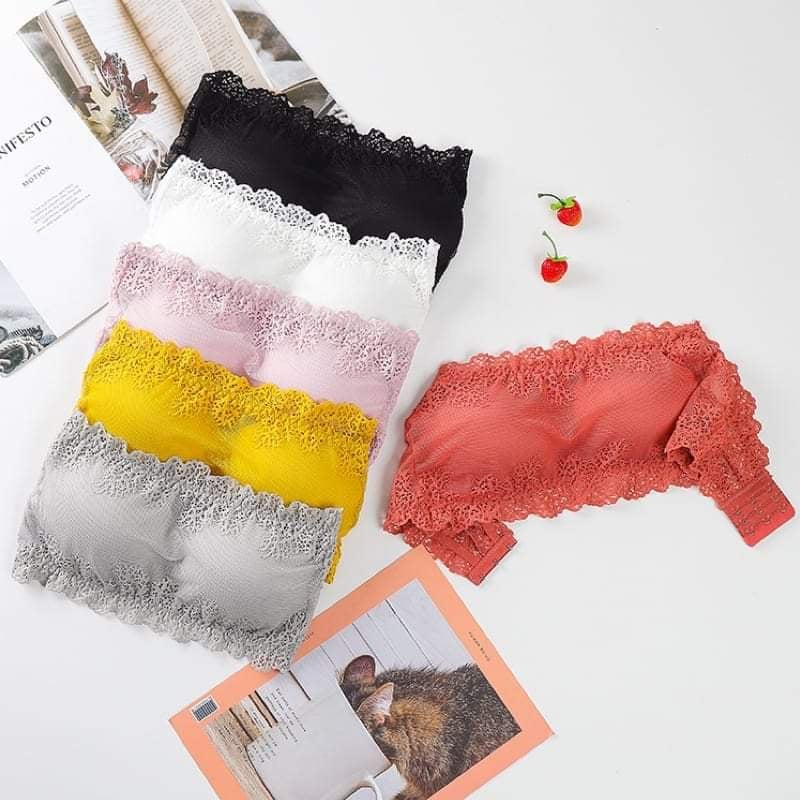 Strapless Fancy Padded Tube Bra with Hooks