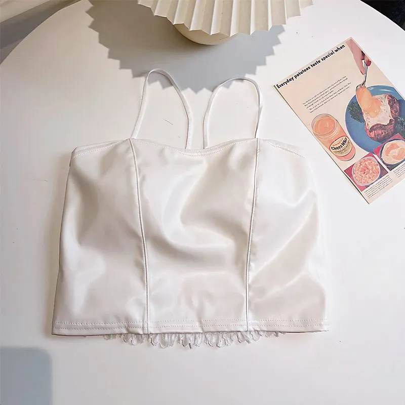 Spaghetti Strap Leather Camisole