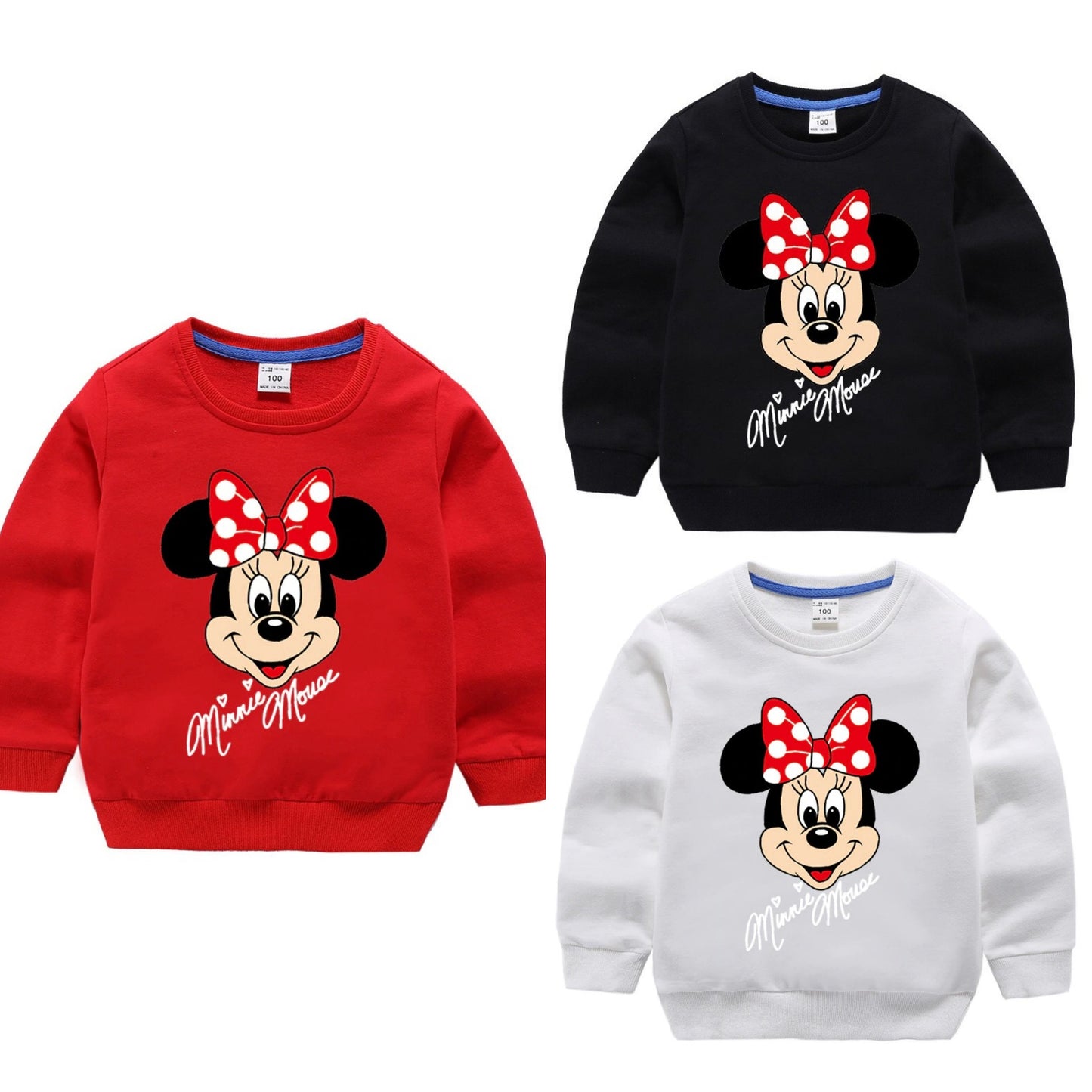 PACK OF 3 MINNIE MOUSE PRINTED KIDS SWEAT SHIRTS FOR GIRLS (Print 202)