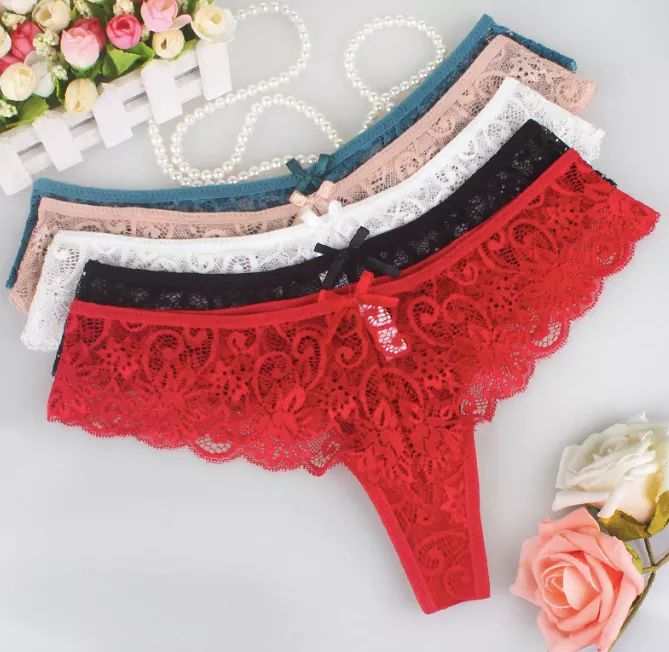PACK OF 4 FLORAL NET TRANSPARENT T-PANTIES