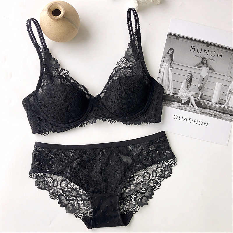 Lace Net Wired Bra & Panty Set