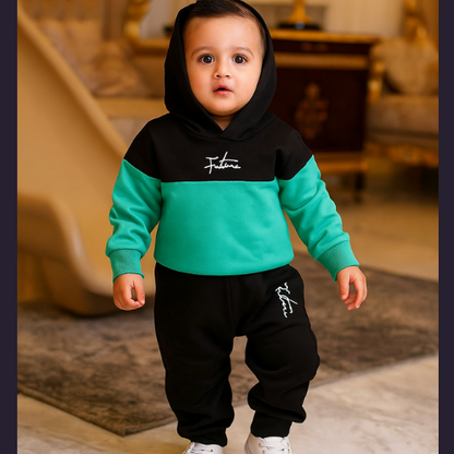 Hooded Printed Two Tone Track Suit for Kids