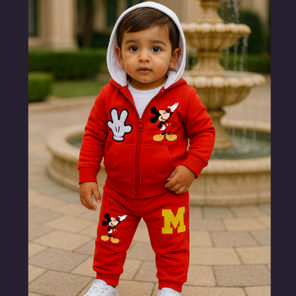 Mickey Mouse Zipper Hooded Track Suit For Kids