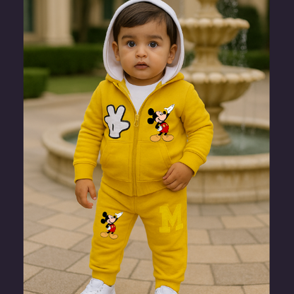 Mickey Mouse Zipper Hooded Track Suit For Kids