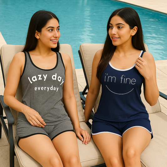 Pack of 2 Comfy Short Suit with Tank Top for Women