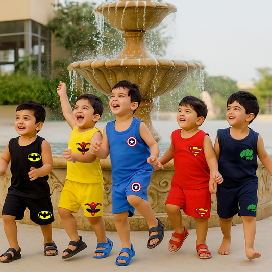 Pack of 5 Super Hero Logo Sando Suits for Kids