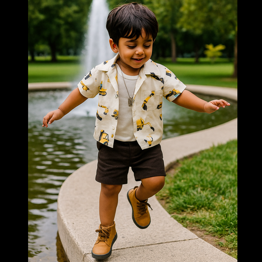 Kids Excavator printed Summer Suit