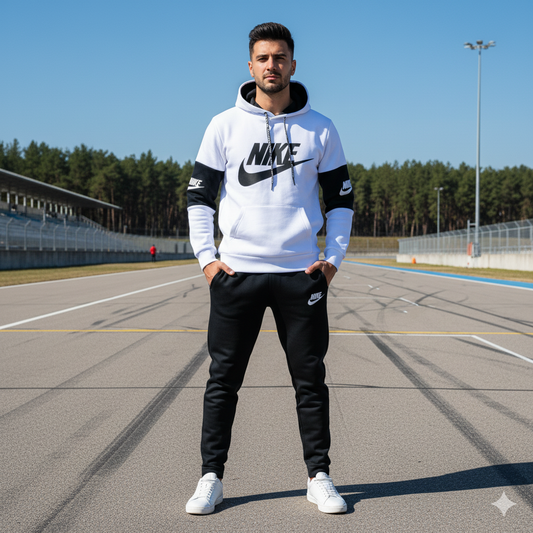 White with Black Panel Nik Tracksuit