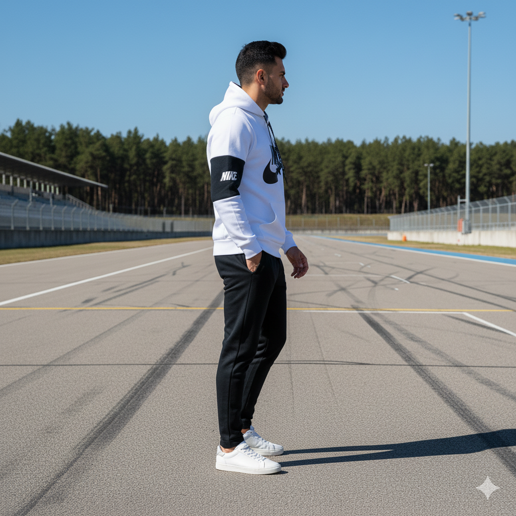 White with Black Panel Nik Tracksuit