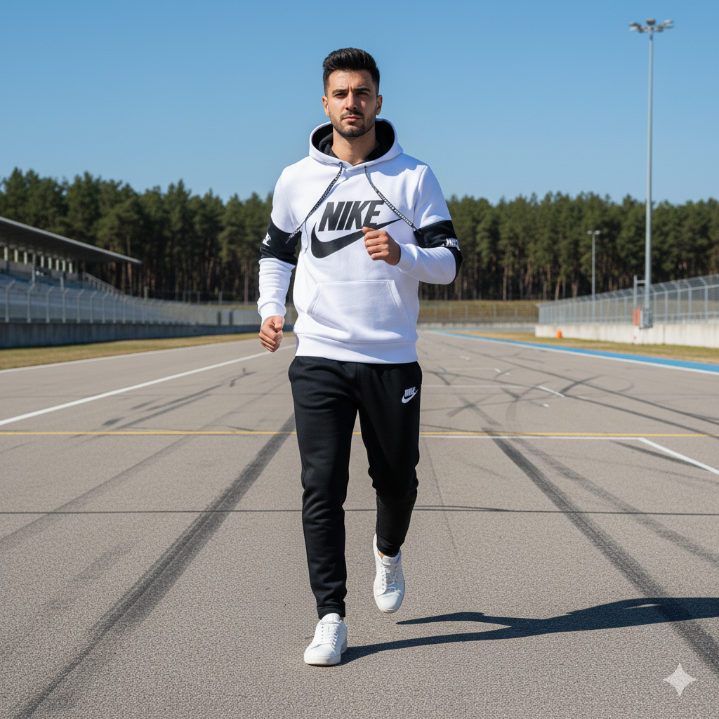 White with Black Panel Nik Tracksuit