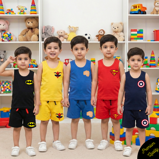 Pack of 5 Super Hero Logo Sando Suits for Kids
