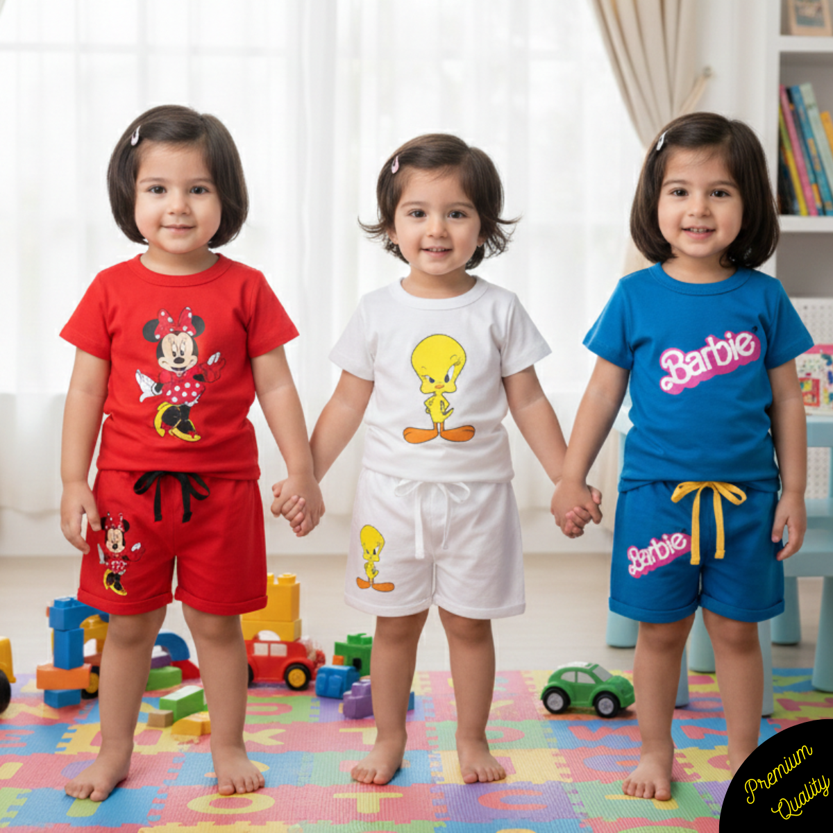 Pack of 3 Printed Summer Suits for Girls