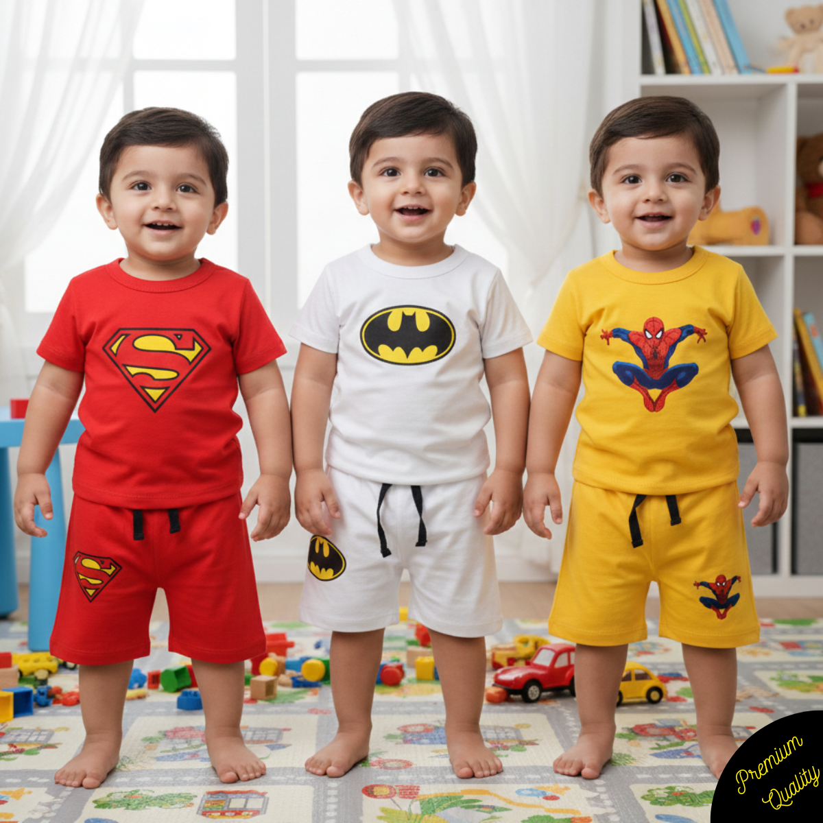 Pack of 3 Printed Summer Suits for Kids