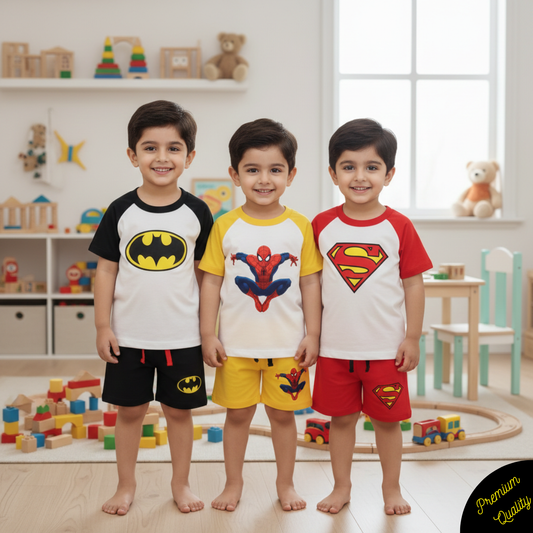 Pack of 3 Raglan Super Hero Summer Suits for Kids