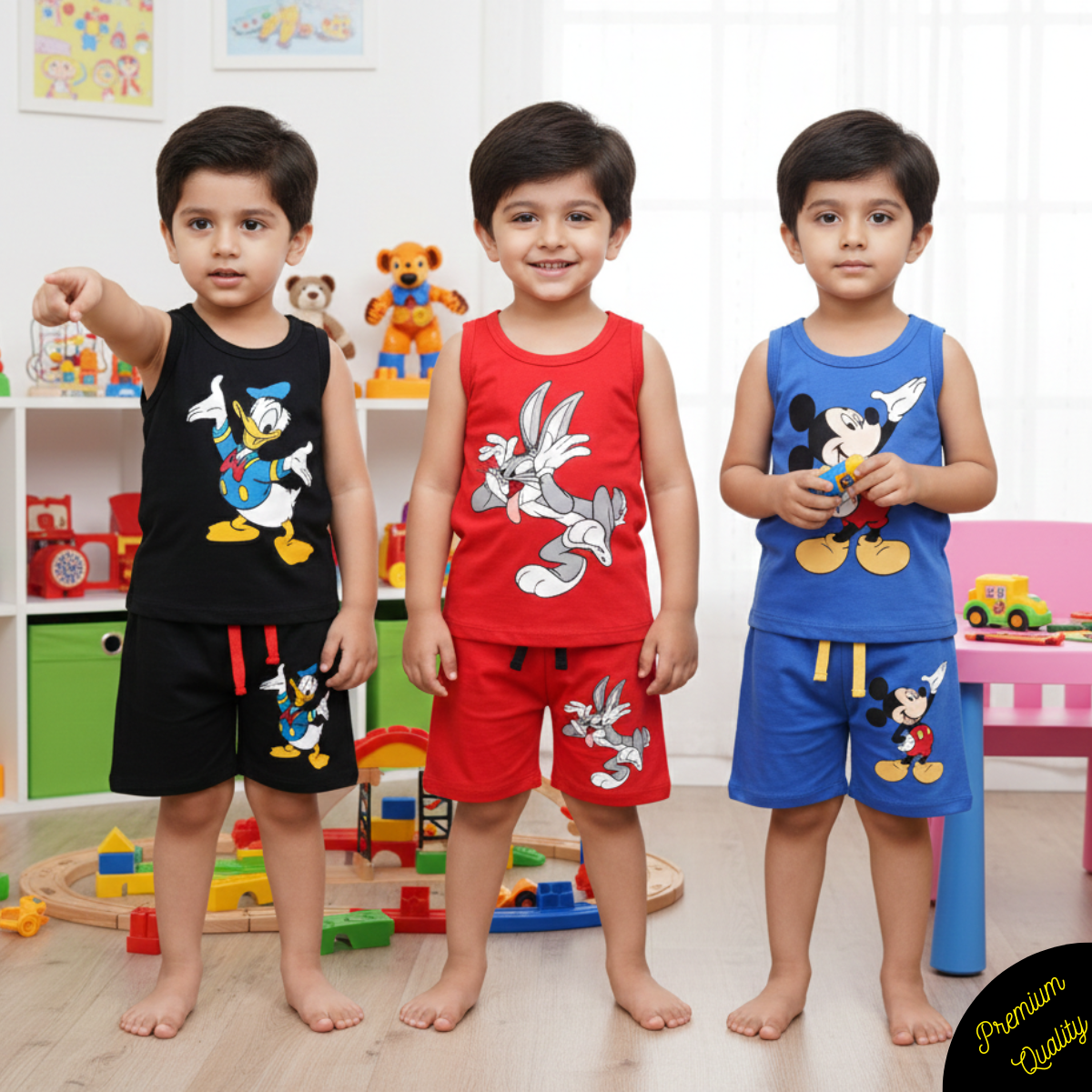 Pack of 3 Printed Sando Suits for Kids