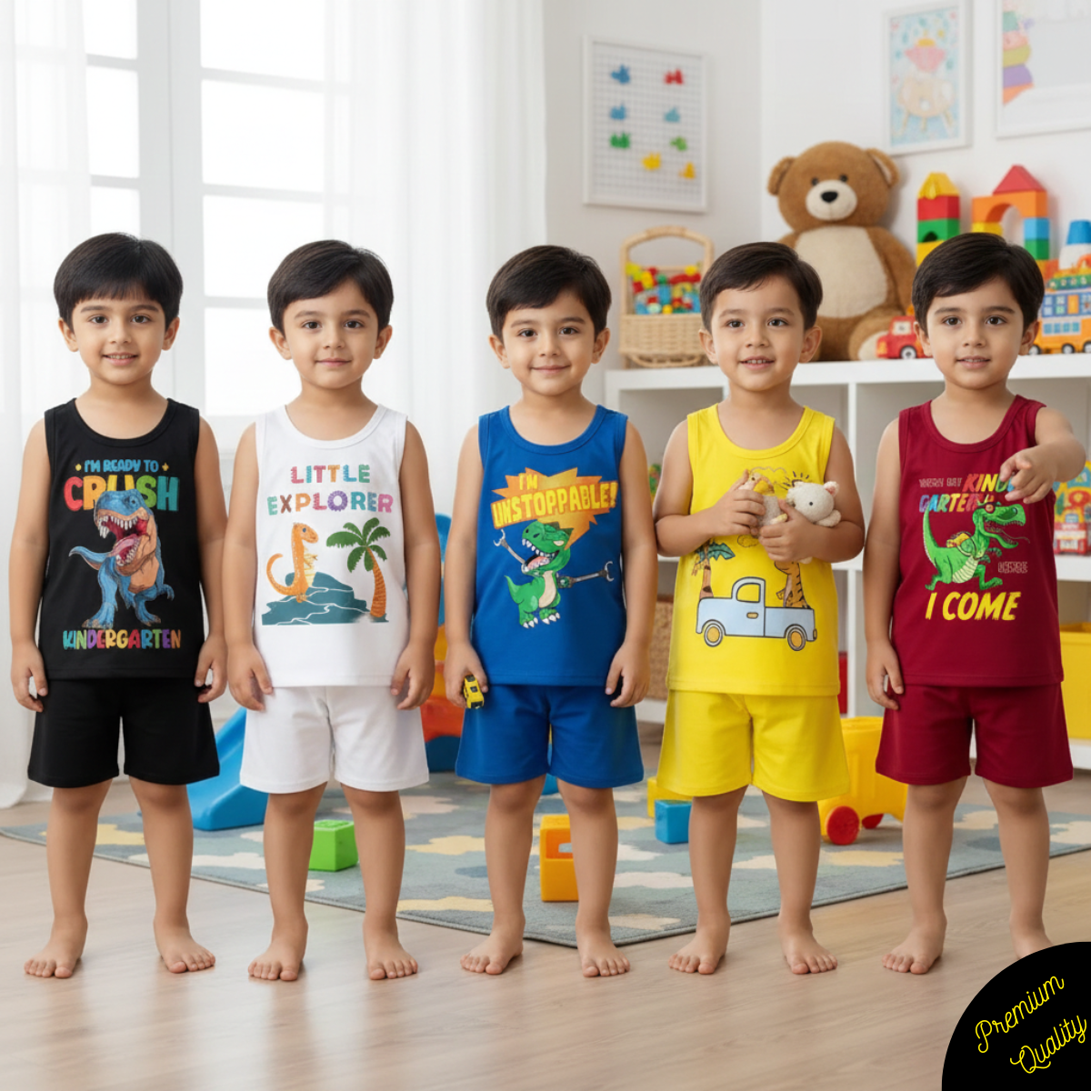 Pack of 5 Premium Sando Suits for Kids