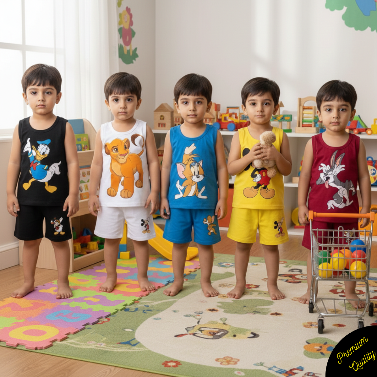 Pack of 5 Premium Sando Suits for Kids