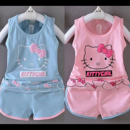 Buy 1 Get 1 FREE Kitty Girl Short Printed Sando Suits for Kids