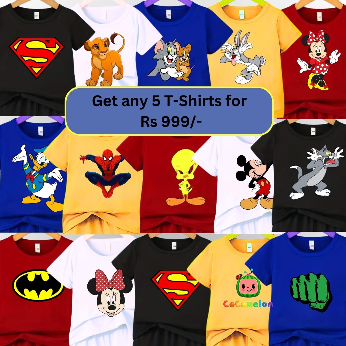 Random Deal Pack of 5 Tshirts for Kids