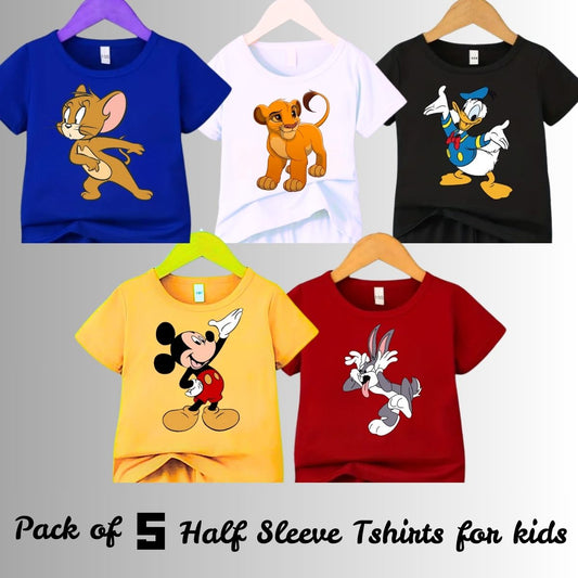 Pack of 5 Half Sleeves Tshirts For Kids