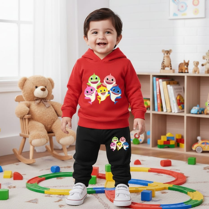 Baby Shark Printed Hooded Track Suit For Kids