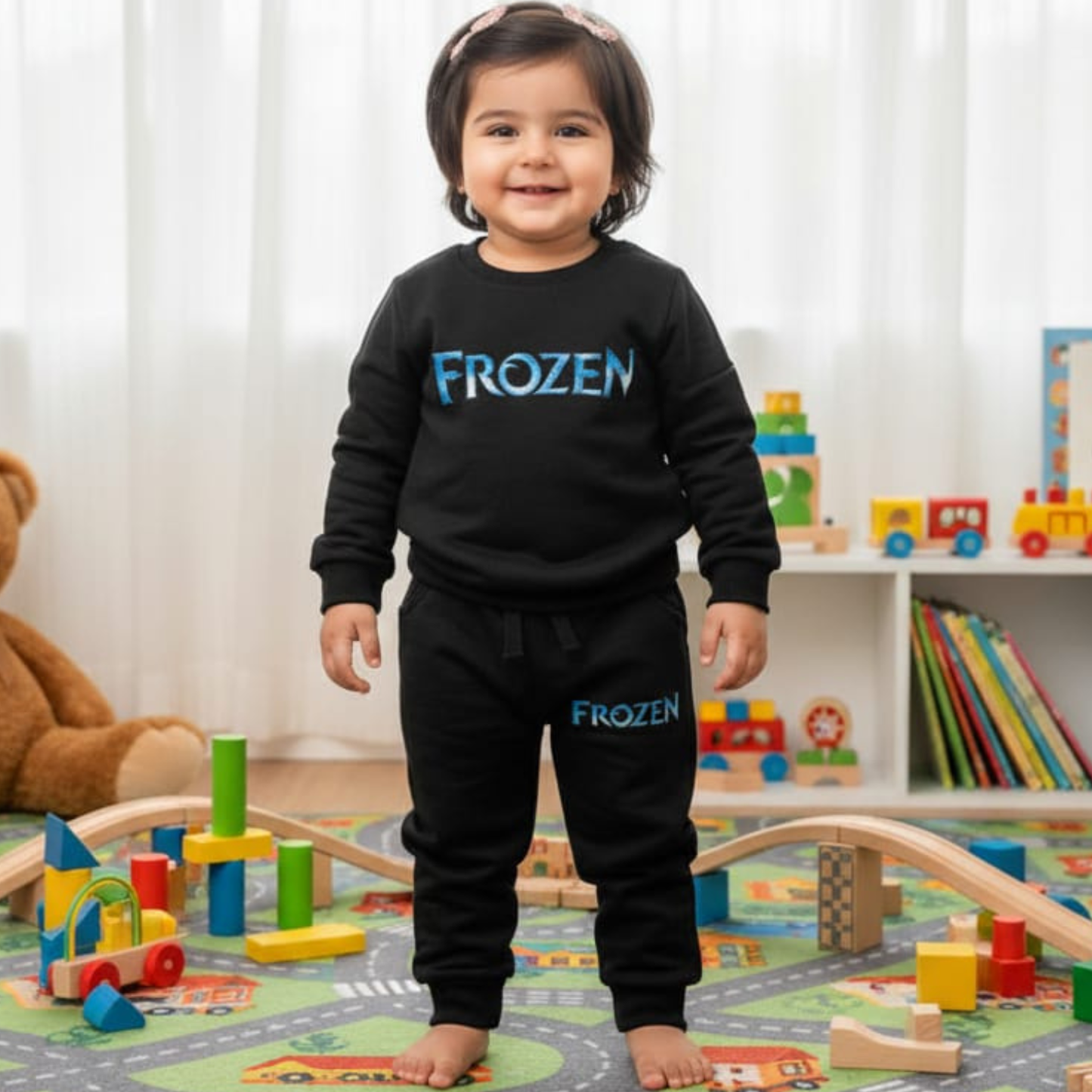 Black Frozen Track Suit For Kids