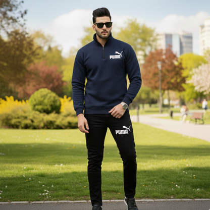 Mock Neck Half Zip Track Suit for Men