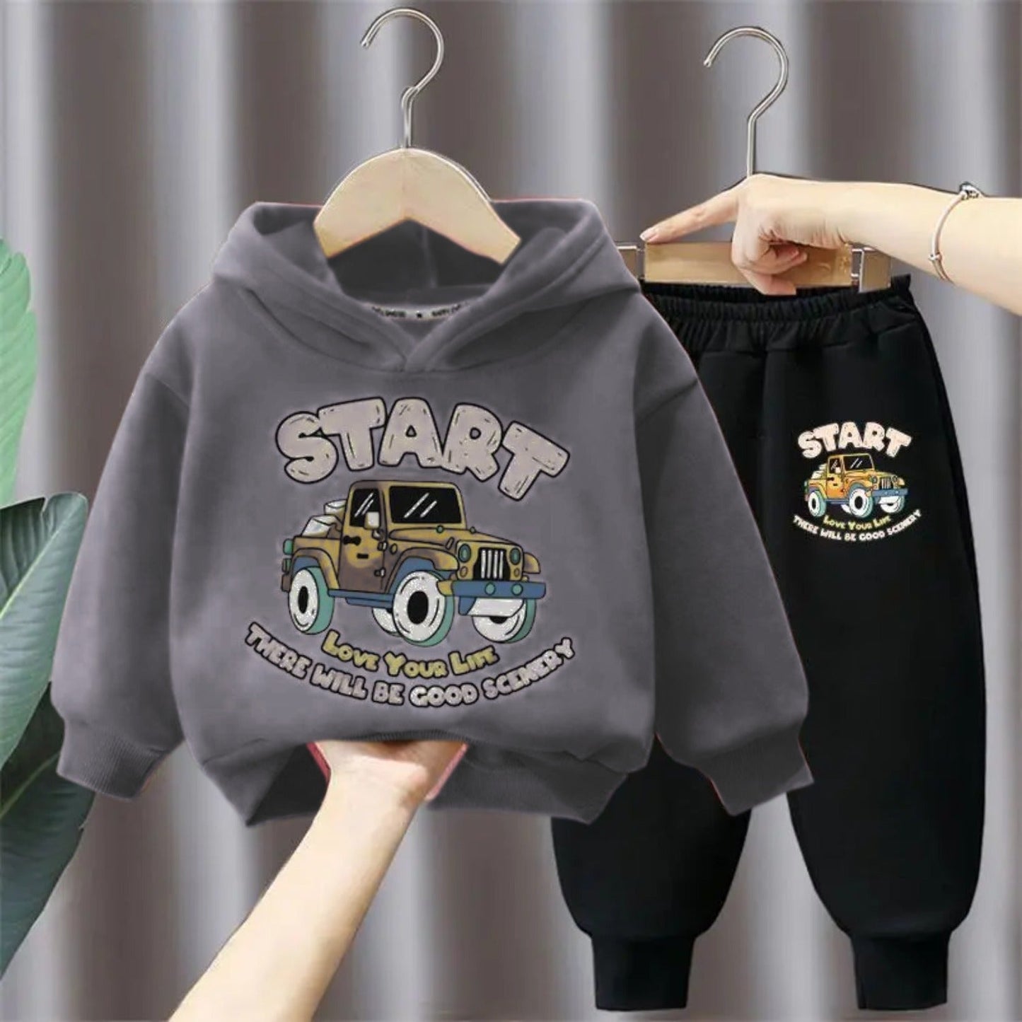 Printed Hooded Track Suit for Kids