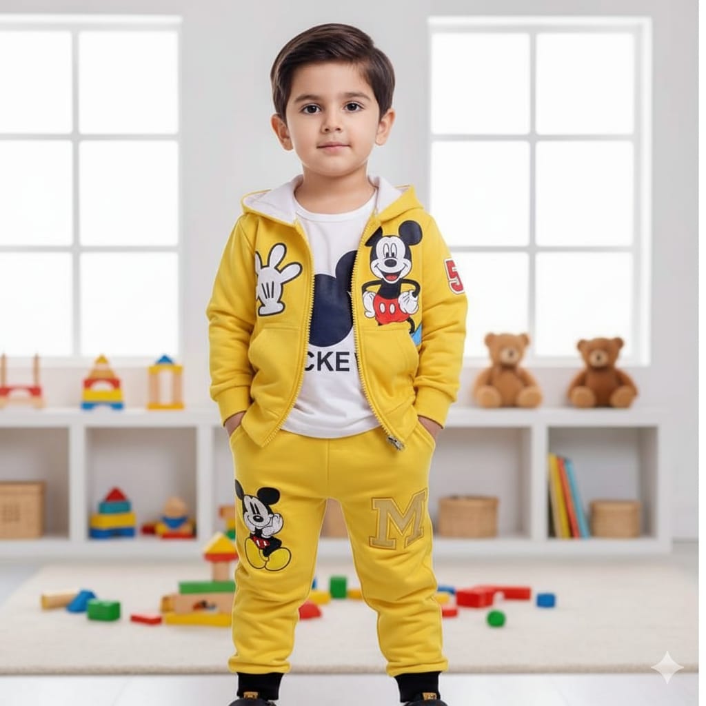 Mickey Mouse Zipper Hooded Track Suit For Kids