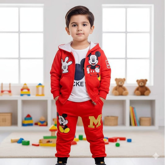 Mickey Mouse Zipper Hooded Track Suit For Kids