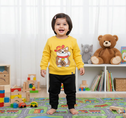 Yellow CAT Cartoon Track suit Kids