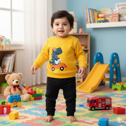 Yellow DINO Car Track suit Kids