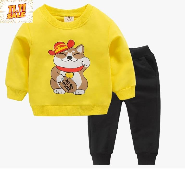 Yellow CAT Cartoon Track suit Kids