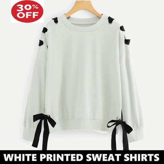 11-ELEVEN SALE: WHITE RIBBON EYELET SWEAT SHIRT