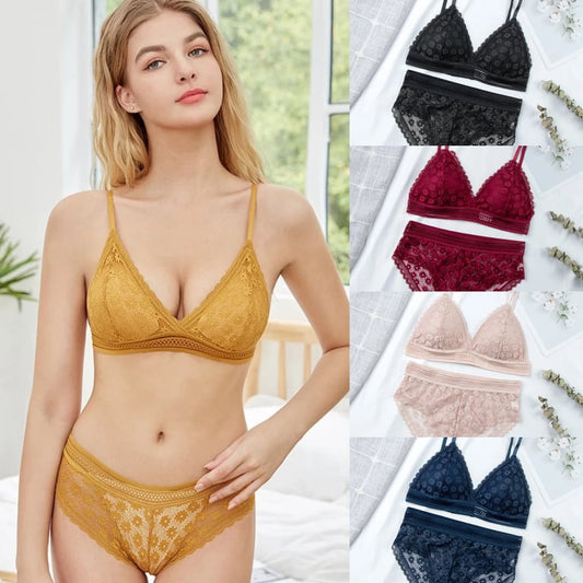 Seamless Fancy Lace Net Padded Bra & Panty Set (ART-721)