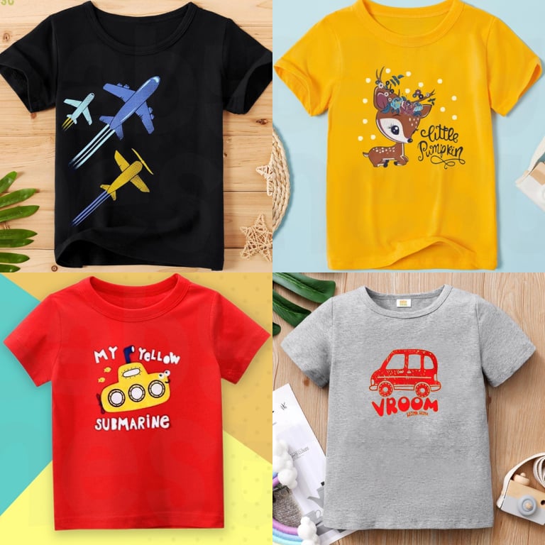 Buy 3 Get 1 Free Printed Half Sleeve Tshirts for Kids