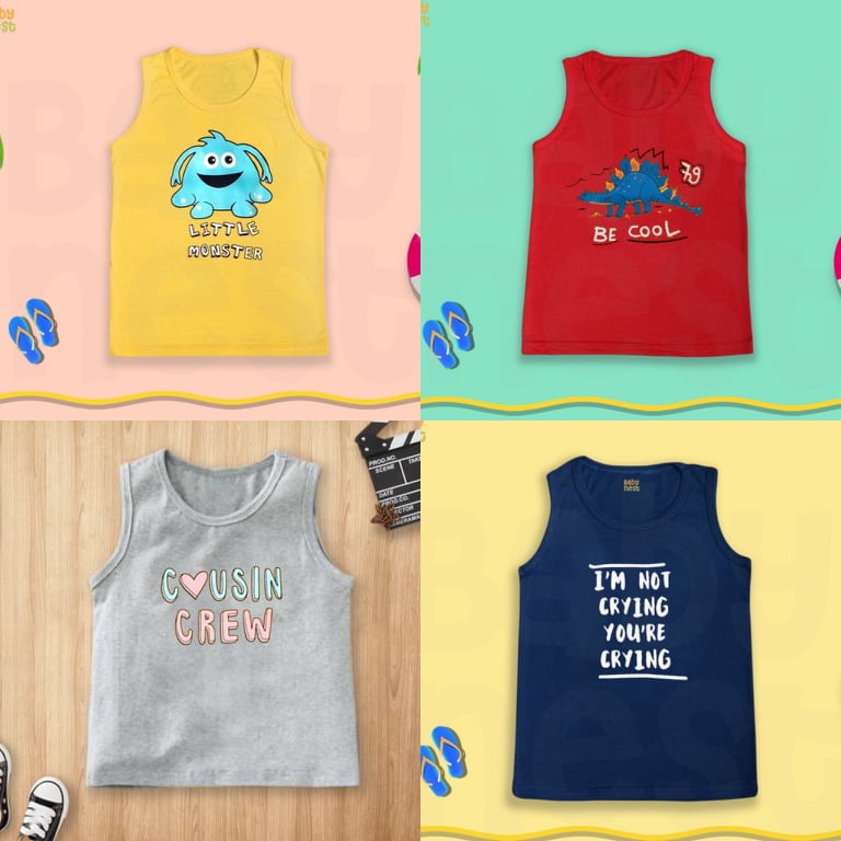 Buy 3 Get 1 Free Printed Sando Tshirts for Kids