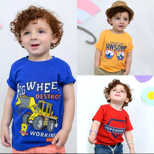 Buy 2 Get 1 Free Printed Half Sleeve Tshirts for Kids