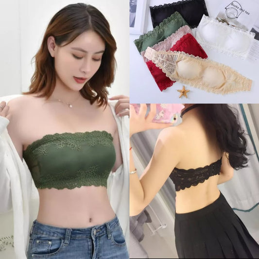Strapless Fancy Padded Tube Bra with Hooks