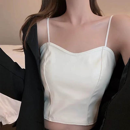 Spaghetti Strap Leather Camisole