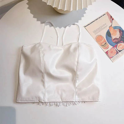 Spaghetti Strap Leather Camisole
