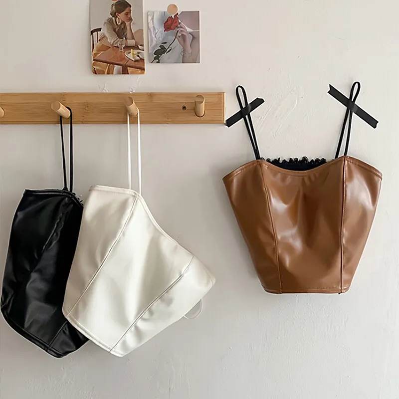 Spaghetti Strap Leather Camisole
