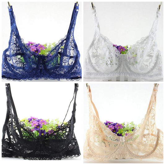 Full Net Floral Transparent Bra