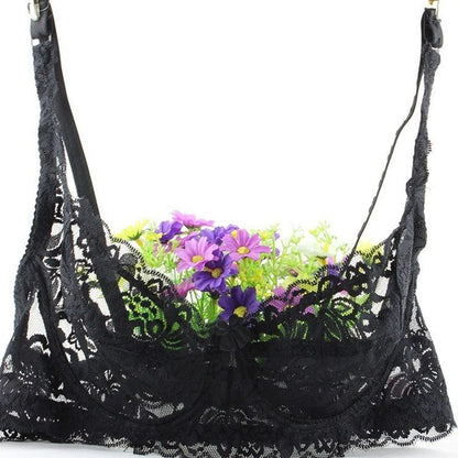 Full Net Floral Transparent Bra